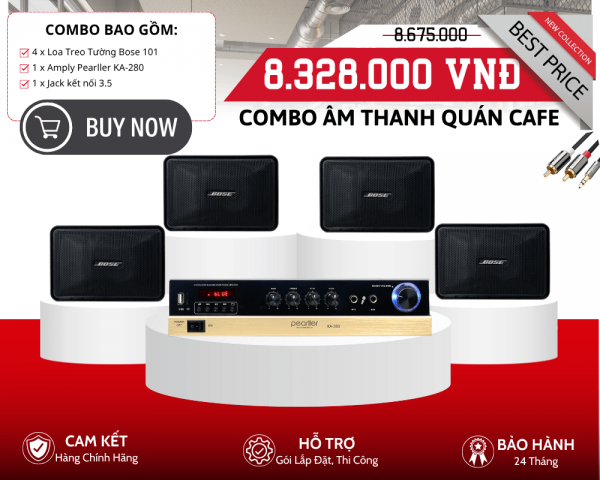 Lắp Đặt Loa Treo Tường Cho Quán Cafe - Bộ 4 Loa Bose 101