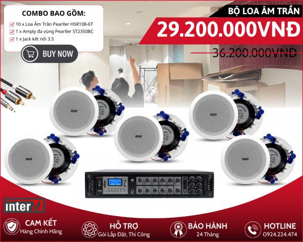 Dàn Loa Âm Trần Nghe Nhạc Hay - Bộ 10 Loa Pearller HSR108-6T