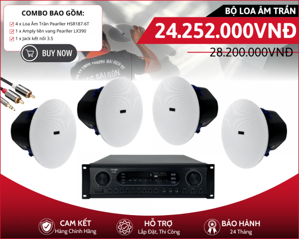 Bộ Loa Âm Trần Cao Cấp Nghe Nhạc - Pearller HSR187-6T