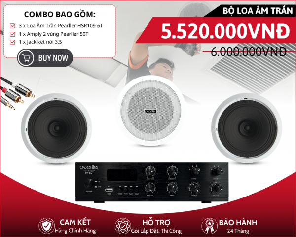 Bộ 3 Loa Âm Trần Nghe Nhạc Giá Rẻ - Pearller HSR109-6T
