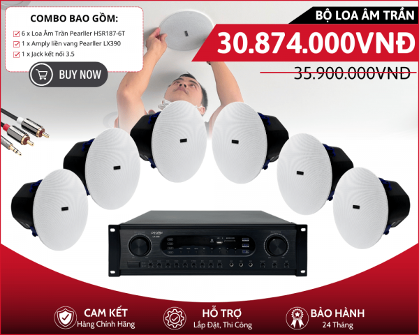 Combo Loa Âm Trần Pearller Cao Cấp - Bộ 6 Loa Pearller HSR187-6T