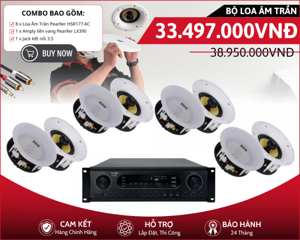 Dàn 8 Loa Âm Trần Pearller HSR177-6C Nghe Nhạc Hay