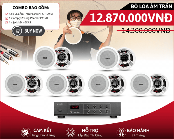Dàn Loa Âm Trần Pearller - Bộ 12 Loa HSR109-6T