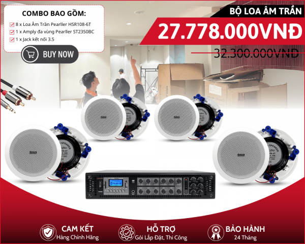 Hệ Thống Loa Âm Trần - Bộ 8 Loa Pearller HSR108-6T