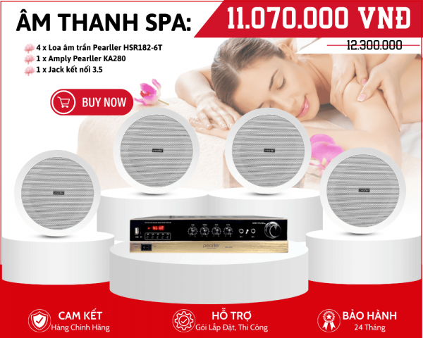 Bộ Âm Thanh Cho Spa - Dàn 4 Loa Âm Trần Pearller HSR182-6T