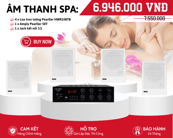 Lắp Đặt Loa Nghe Nhạc Spa - Bộ 4 Loa treo tường Pearller HWR108TB