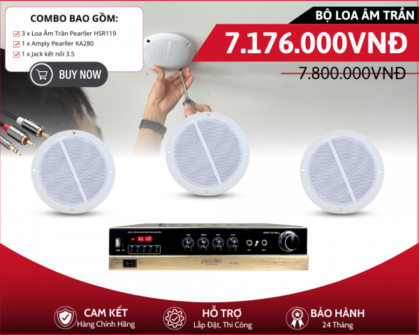 Bộ Loa Nghe Nhạc Âm Trần Nhỏ Gọn - 3 Loa Âm Trần Pearller HSR119