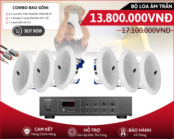 Bộ Loa Âm Trần Pearller HSR108-5T - Bộ Loa Nghe Nhạc Hay