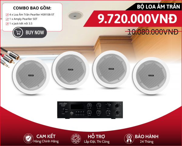 Dàn Loa Âm Trần Nghe Nhạc Hay - 4 Loa Pearller HSR108-5T