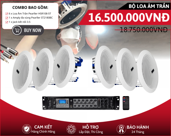 Bộ Loa Âm Trần Pearller HSR108-5T - Chia 6 Vùng Âm Thanh