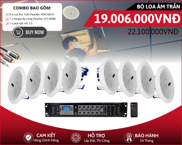 Bộ Loa Âm Trần Nghe Nhạc Background Pearller HSR108-5T