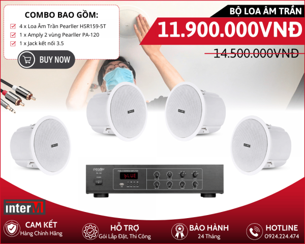 Bộ 4 Loa Âm Trần Nghe Nhạc Nền | Pearller HSR159-5T