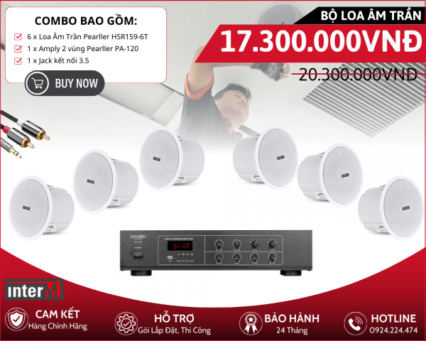 Combo 6 Loa Âm Trần Nghe Nhạc Nền | Pearller HSR159-5T