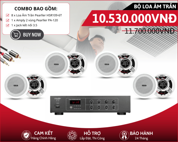 Dàn Loa Âm Trần Nghe Nhạc Pearller - Combo 8 Loa Pearller HSR109-6T