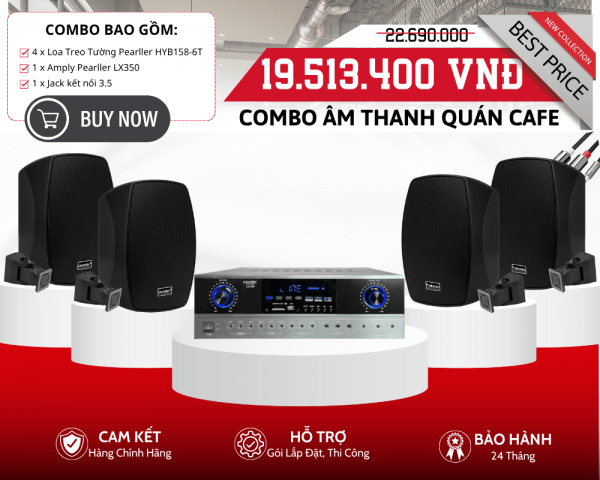 Bộ 4 Loa Treo Tường 2Way Chất Lượng Cho Quán Cafe - Pearller HYB158-6T