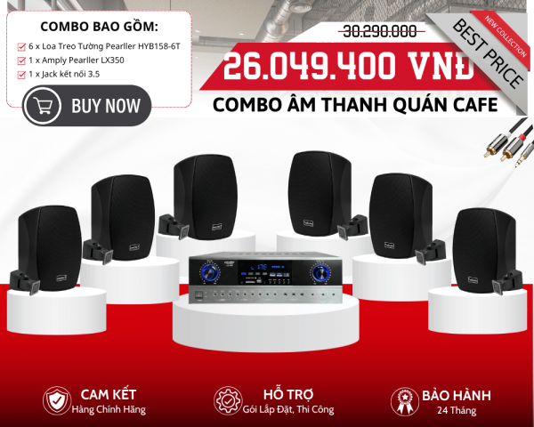 Dàn Loa Treo Tường 2Way Chất Lượng Cao Cho Quán Cafe - 6 Loa Pearller HYB158-6T