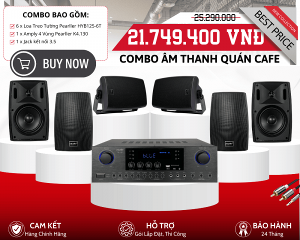 Dàn 6 Loa Treo Tường Trong Nhà và Ngoài Trời Chia 4 Vùng - Pearller HYB125-6T