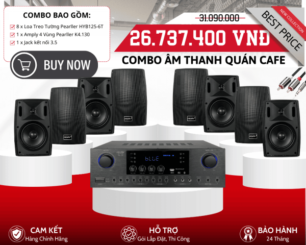 Hệ Thống Loa Treo Tường Chia 4 Vùng - 8 Loa Pearller HYB125-6T