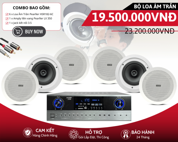 Bộ 6 Loa Âm Trần Pearller HSR182-6C | Củ Bass 6.5inch