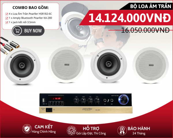 Bộ 4 Loa Âm Trần Pearller HSR182-6C Nghe Nhạc Background