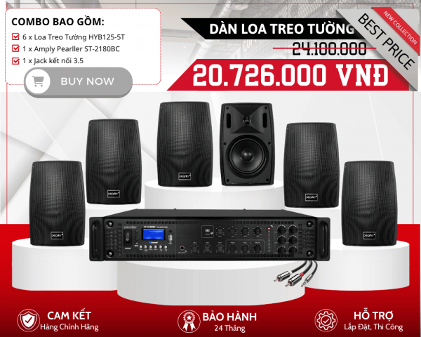 Dàn Loa Treo Tường Mini Pearller HYB125-5T | Nhỏ Gọn, Hiện Đại