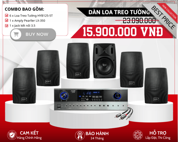 Dàn Loa Treo Tường Nhỏ Gọn | Bộ 6 Loa Pearller HYB125-5T