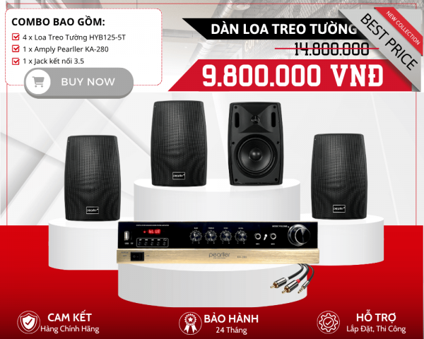 Bộ Loa Treo Tường Phát Nhạc Hay | 4 Loa Pearller HYB125-5T
