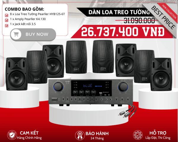Bộ 8 Loa Treo Tường Pearller Chính Hãng | Pearller HYB125-6T