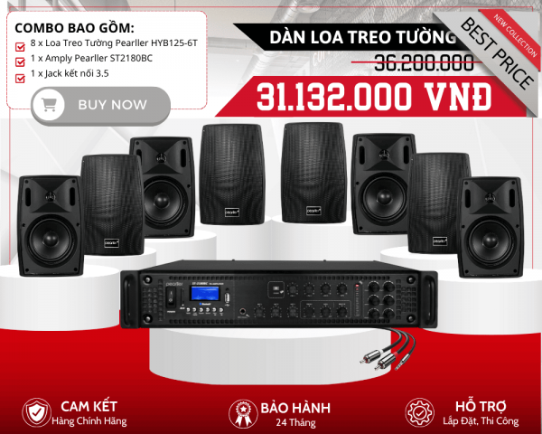 Bộ 8 Loa Treo Tường Pearller HYB125-6T | Nghe Nhạc Chất Lượng Cao