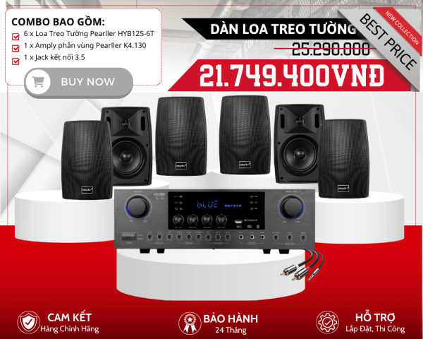 Hệ Thống Loa Treo Tường Ngoài Trời | Loa Pearller HYB125-6T
