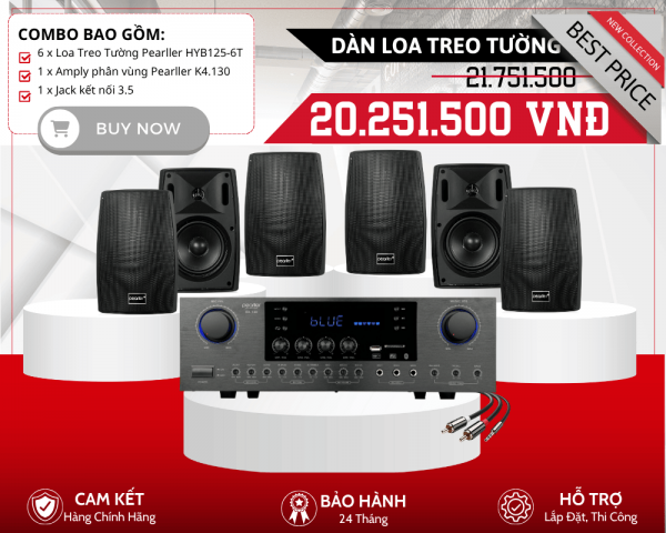 Hệ Thống Loa Treo Tường Ngoài Trời | Loa Pearller HYB125-6T