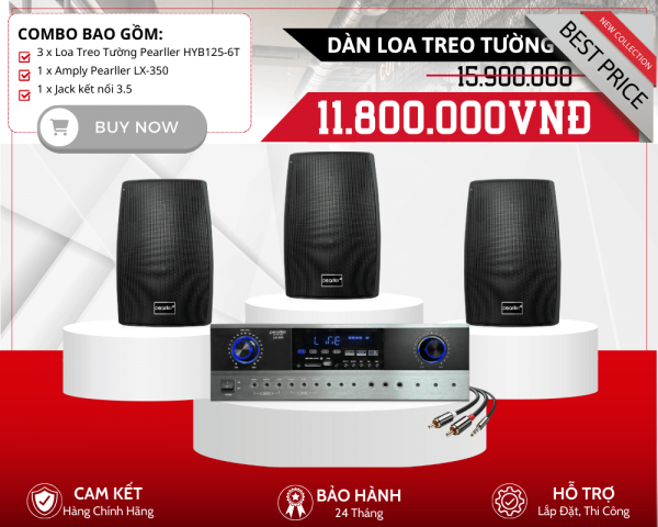 Bộ Loa Nghe Nhạc Treo Tường Pearller HYB125-6T | Công Nghệ Anh Quốc