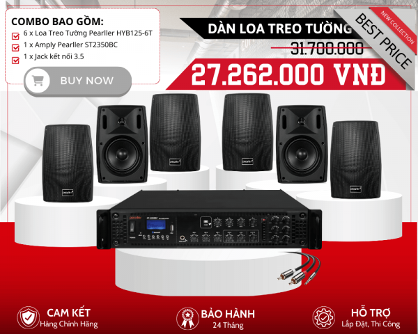 Bộ 6 Loa Treo Tường Pearller HYB125-6T | Phân 6 Vùng Âm Thanh