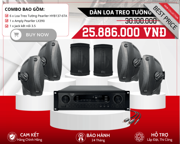 Dàn Loa Sân Vườn Ngoài Trời | 6 Loa Treo Tường Pearller HYB137-6TA