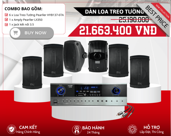 Bộ Loa Treo Tường Chống Nước HYB137-6TA | Chống Mưa, Chịu Nhiệt Tốt