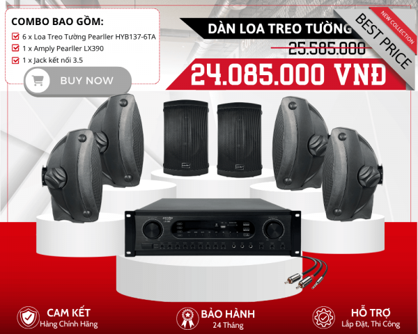 Dàn Loa Sân Vườn Ngoài Trời | 6 Loa Treo Tường Pearller HYB137-6TA