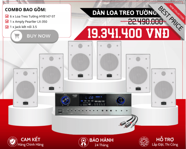 Bộ Loa Treo Tường Nhỏ Gọn | 6 Loa Pearller HYB147-5T