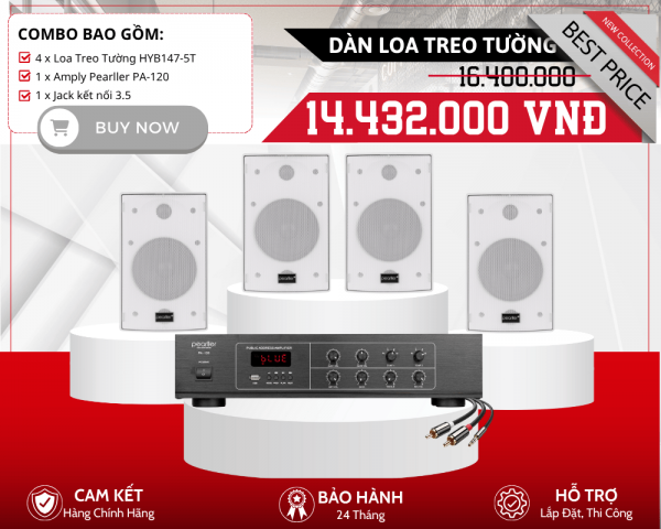 Bộ Loa Treo Tường Ngoài Trời Pearller HYB147-5T | Chống Nước Hiệu Quả