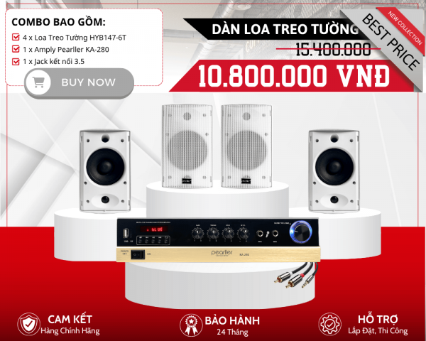 Loa Treo Tường Pearller Chất Lượng Cao | Bộ 4 Loa Pearller HYB147-6T