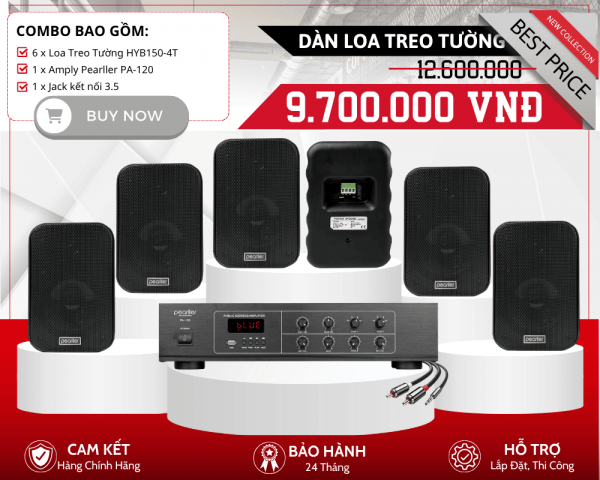 Combo 6 Loa Treo Tường Mini HYB150-4T Chính Hãng