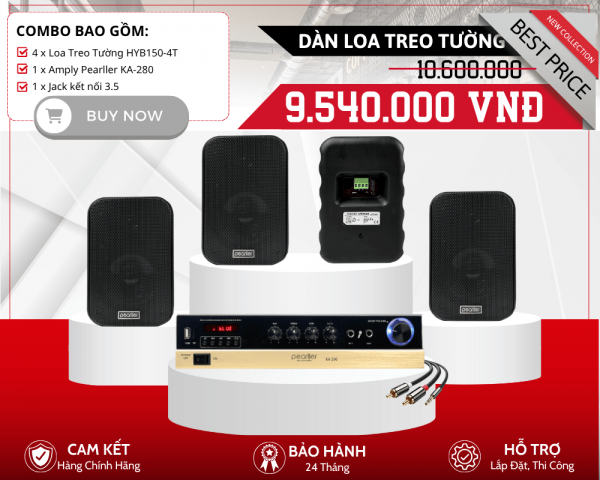Bộ Loa Mini Treo Tường Phát Nhạc Hay | 4 Loa Pearller HYB150-4T