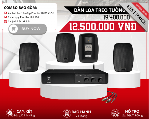 Bộ Loa Treo Tường Nghe Nhạc Chất Lượng Cao | 4 Loa Pearller HYB158-5T