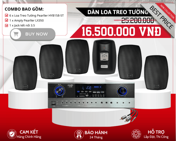 Bộ Loa Treo Tường Ngoài Trời Pearller HYB158-5T | Chống Nước Chuẩn IP65