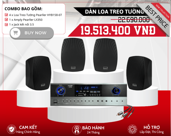 Bộ Loa Treo Tường Phát Nhạc Hay | Bộ 4 Loa Pearller HYB158-6T