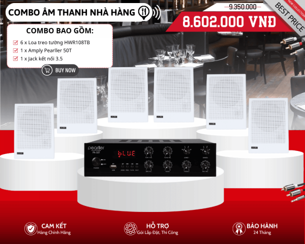 Bộ Loa Nghe Nhạc Hiện Đại Cho Nhà Hàng | Pearller HWR108TB