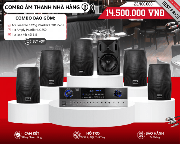 Bộ Loa Treo Tường Cho Nhà Hàng Pearller HYB125-5T | Công Suất 30W