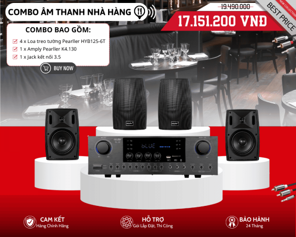 Hệ Thống Loa Cho Nhà Hàng, Quán Ăn | 4 Loa Pearller HYB125-6T