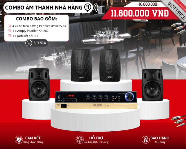 Bộ Loa Nghe Nhạc Cho Nhà Hàng Nhỏ | 4 Loa Pearller HYB125-6T