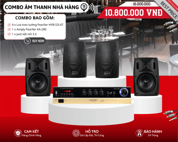 Bộ Loa Nghe Nhạc Cho Nhà Hàng Nhỏ | 4 Loa Pearller HYB125-6T