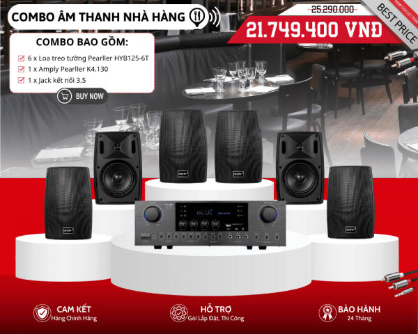 Bộ Loa Treo Tường Nghe Nhạc Cho Nhà Hàng | Pearller HYB125-6T